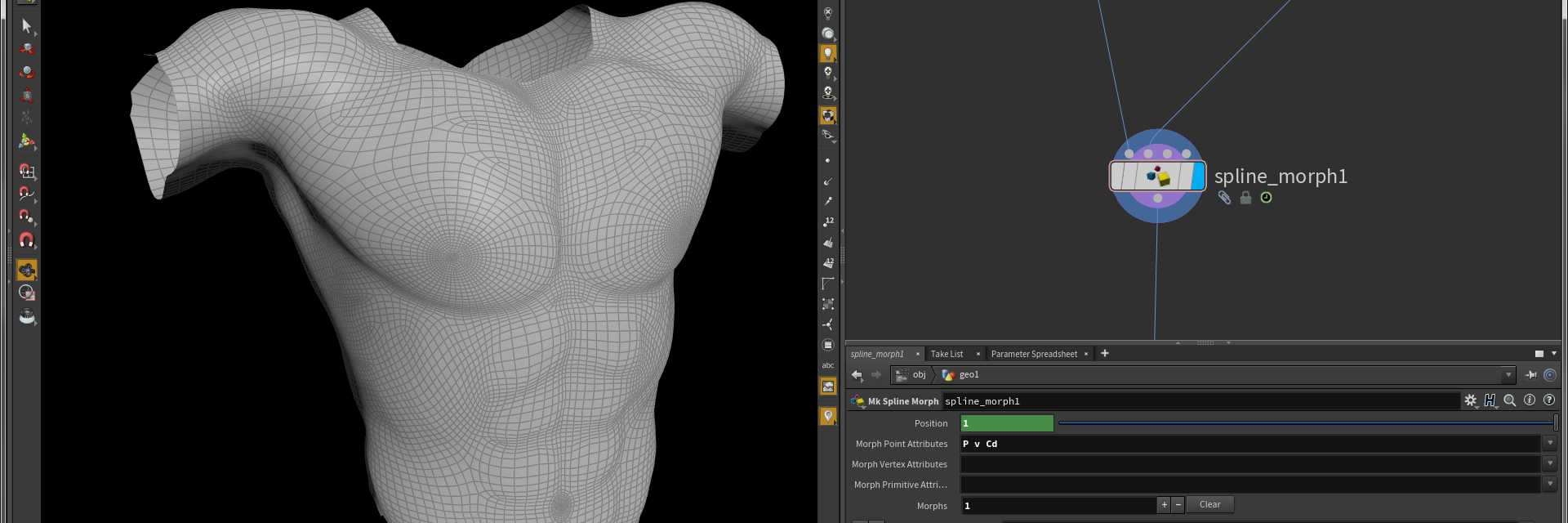 SideFx Houdini Screenshot with body model