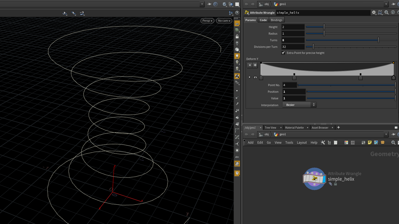 Screenshot SideFx Houdini with a ramp and properties panel