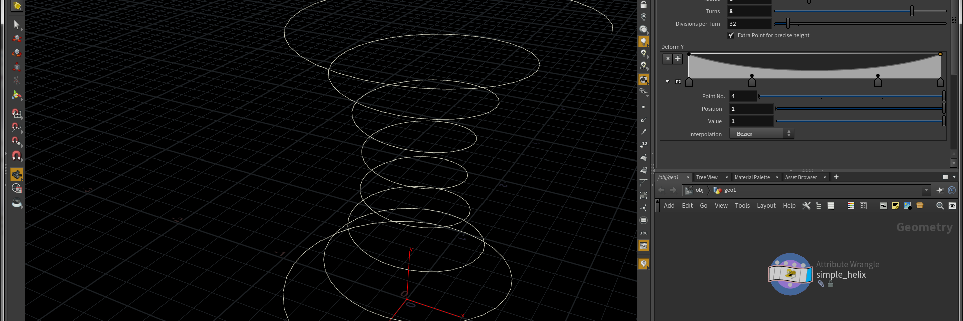 Screenshot SideFx Houdini with a ramp and properties panel