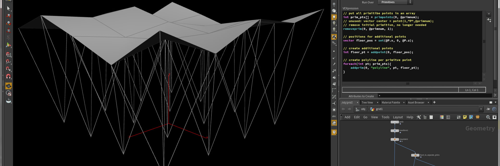SideFx Houdini Screenshot with VEX Code