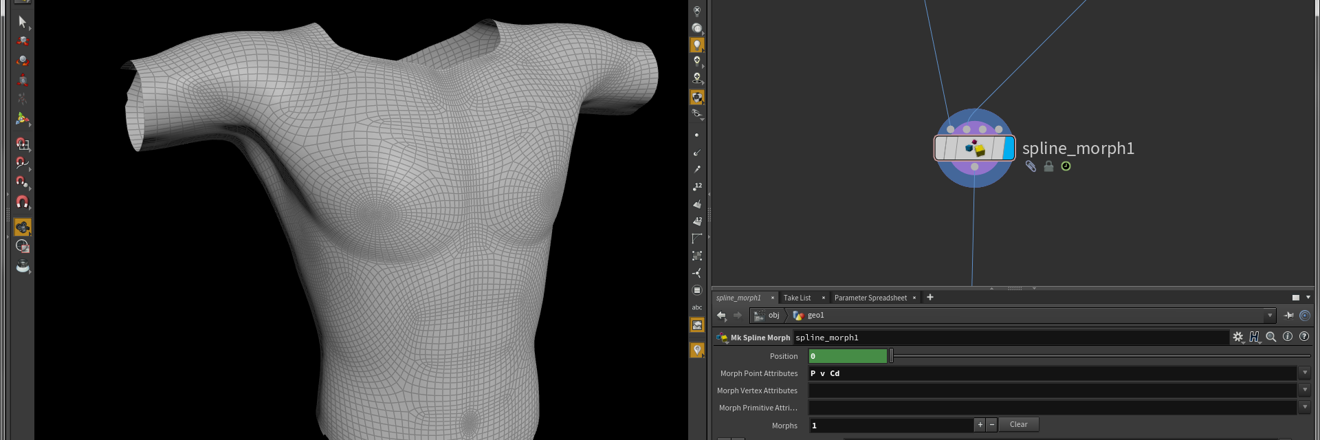 SideFx Houdini Screenshot with body model
