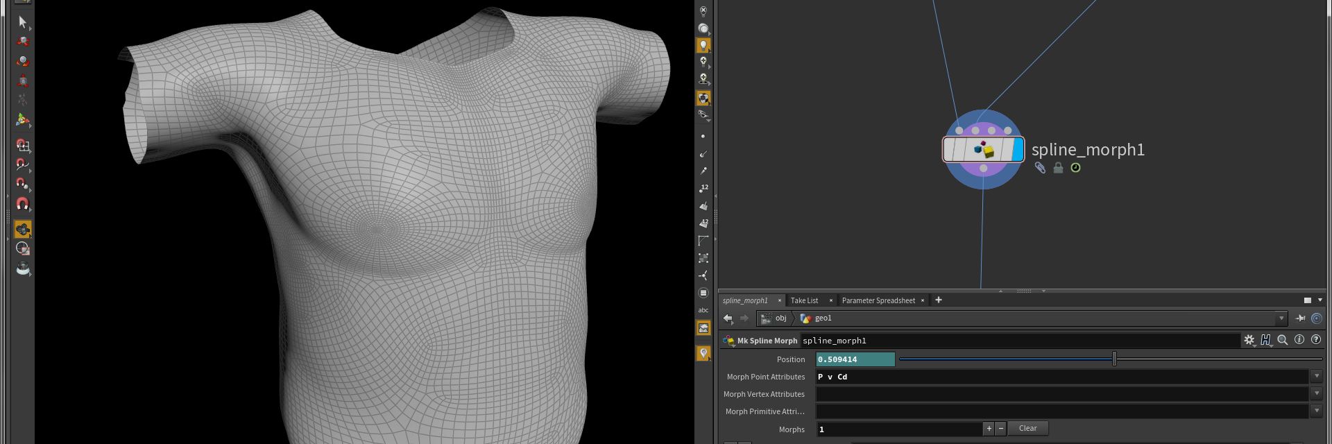 SideFx Houdini Screenshot with body model
